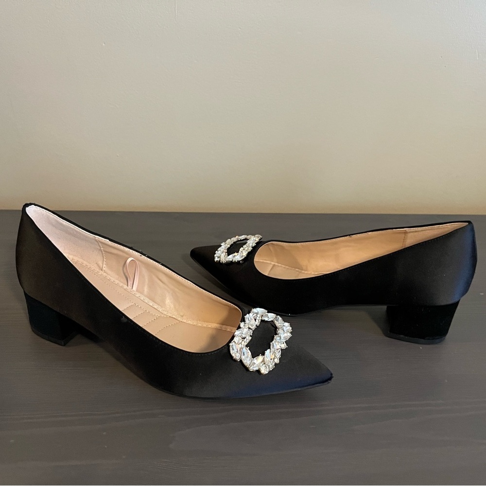 Adrienne Vittadini Gussie Rhinestone Buckle Pointed Pumps